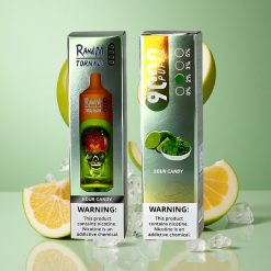RandM Fumot Tornado 9000 Puffs Skābais Konfekšu RGB Displejs